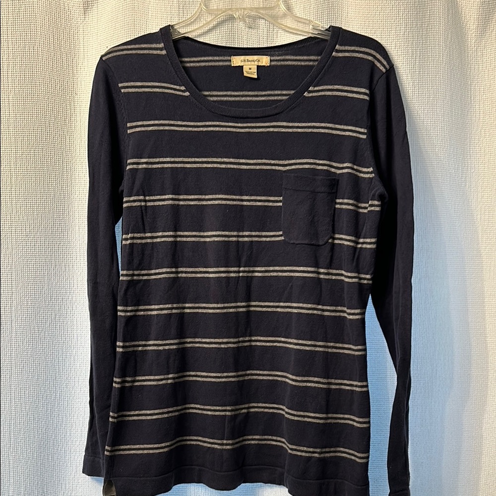 G.H. Bass & Co. Women’s Navy & Grey Striped Sweater | 100% Cotton | Size M